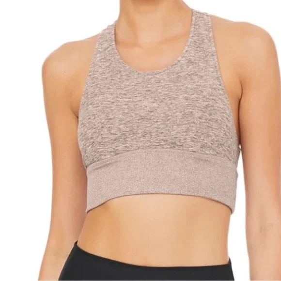 NEW ALO Yoga Alosoft Serenity Sports Bra Zinc Heathered S - Picture 1 of 6